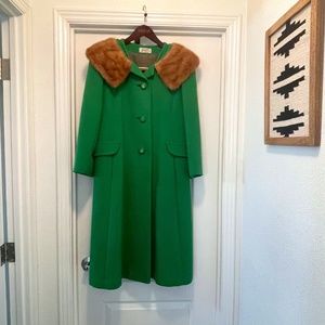 VINTAGE Kessler's Wool and Fur Coat Kelly Green Rubel Originals RichMark
